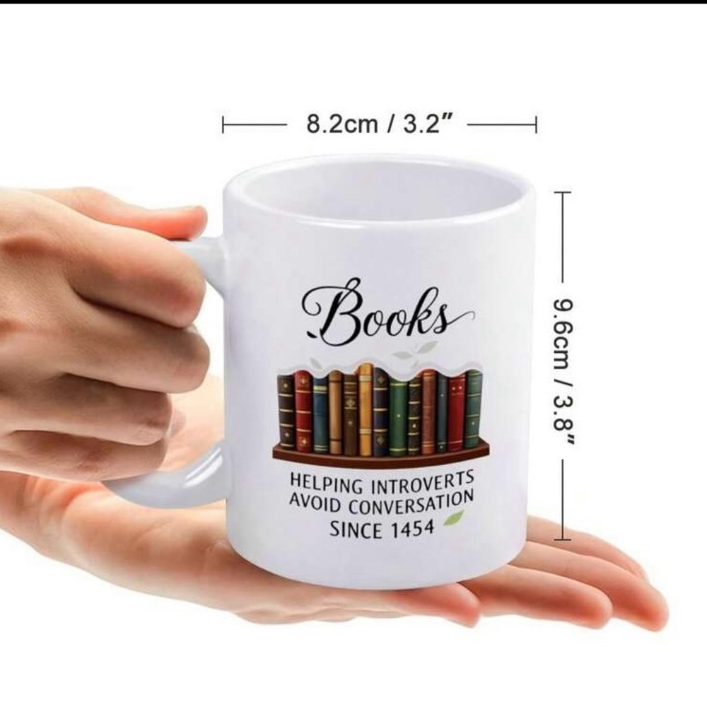 Books: Helping Introverts Avoid Conversation Since 1454 Mug White Red Green - Picture 6 of 7